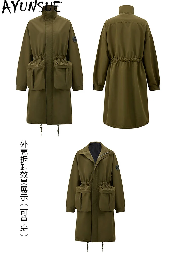 AYUNSUE الشتاء أوزة أسفل سترة النساء الملابس 2025 سترة طويلة للمرأة الثعلب الفراء طوق جديد في معاطف الكورية الفلسطينية