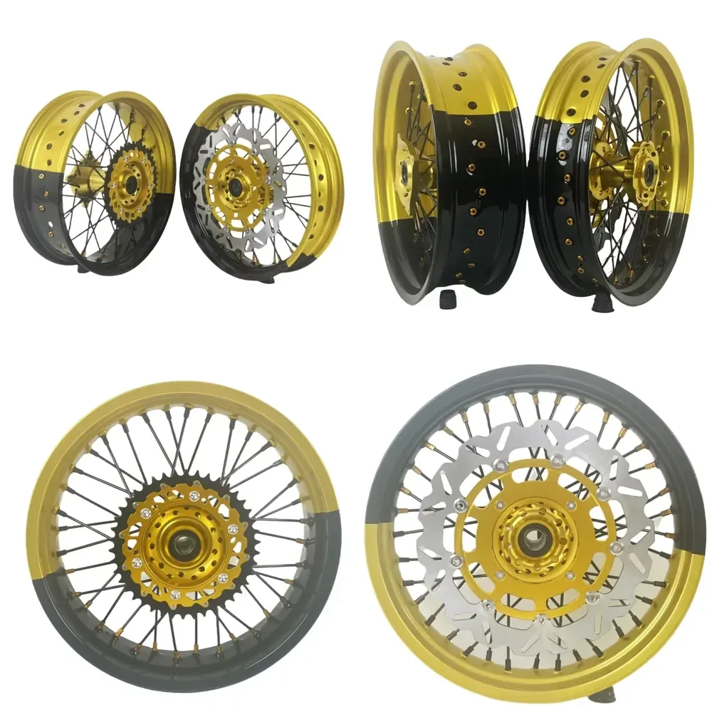 【2026 New Design】 Fit RMZ 250 RMZ 450 RMZ450Z Factory Price 7116 Aluminum Alloy Bi Color 17 Inch Supermoto Wheels