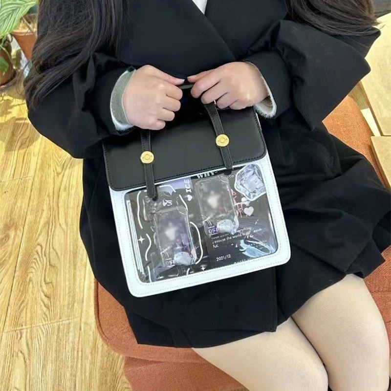 اليابانية JK Itabag شفافة بو الجلود المتناثرة نمط DIY الديكور حقيبة ظهر تحمل على الكتف للنساء الفتيات أنيمي المعرض تأثيري #3