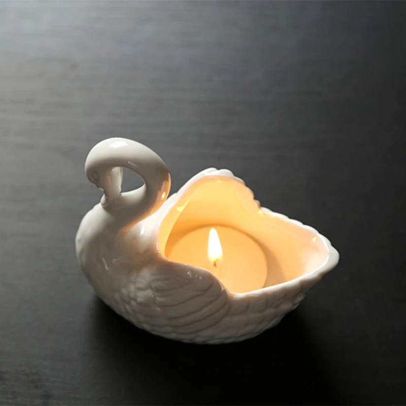 Schwan-Keramik-Ornamente, Dekoration, Aufbewahrungsbox für den Schreibtisch, Teelichthalter, Blumentopf, Heimdekoration, Einrichtungsgegenstände, Weiß, Rosa – Detail 2