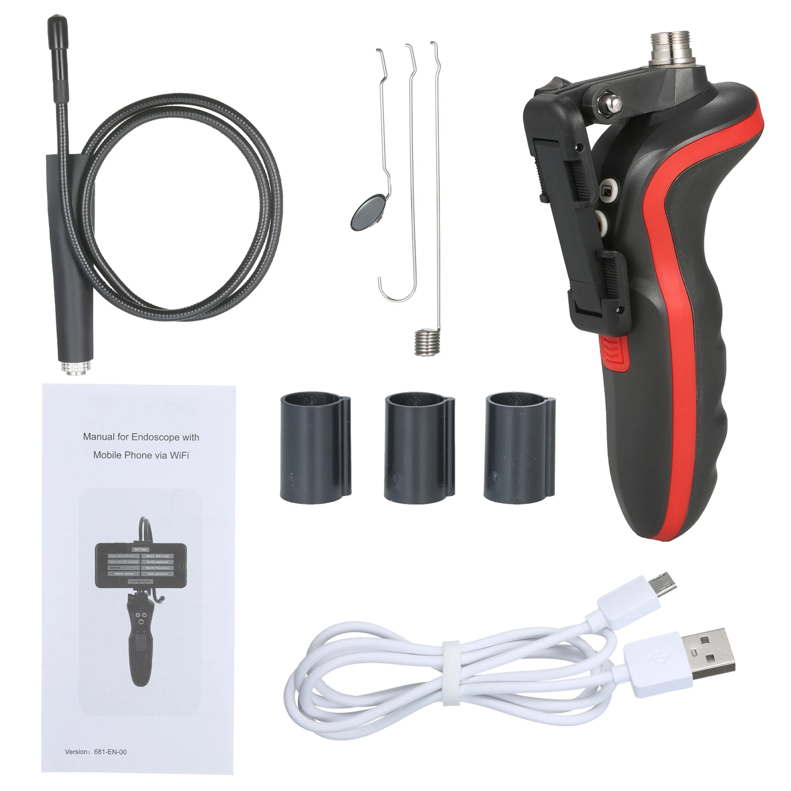 WiFi Industrial Endoscope 1080P HD Digital Borescope IP67 Waterproof Video Inspection Camera 2.78-feet Semi  Snake Camera with