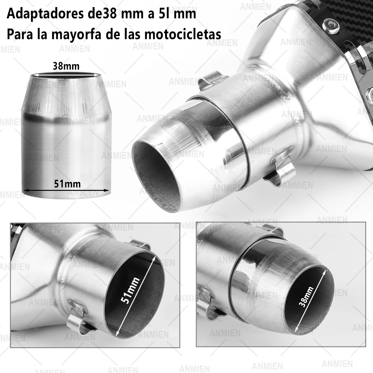 38/51mm universal motorcycle exhaust pipe with built-in removable muffler, suitable for Honda, Yamaha, Tmax 500, 530, 560, AK550