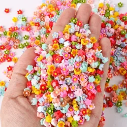100Pcs 6mm Acrylic Flower DIY Nail Art Resin multicolor Floral Nail Art Charms Flower Shaped Manicure Supplies for Manicure