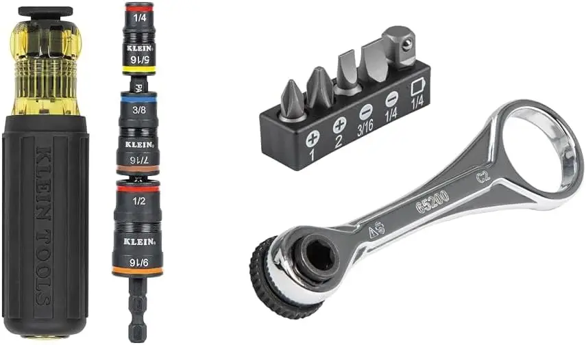 

Impact Driver 7-in-1 Flip Socket Set with Handle and 5-Piece Mini Ratchet Set for Tight Spaces