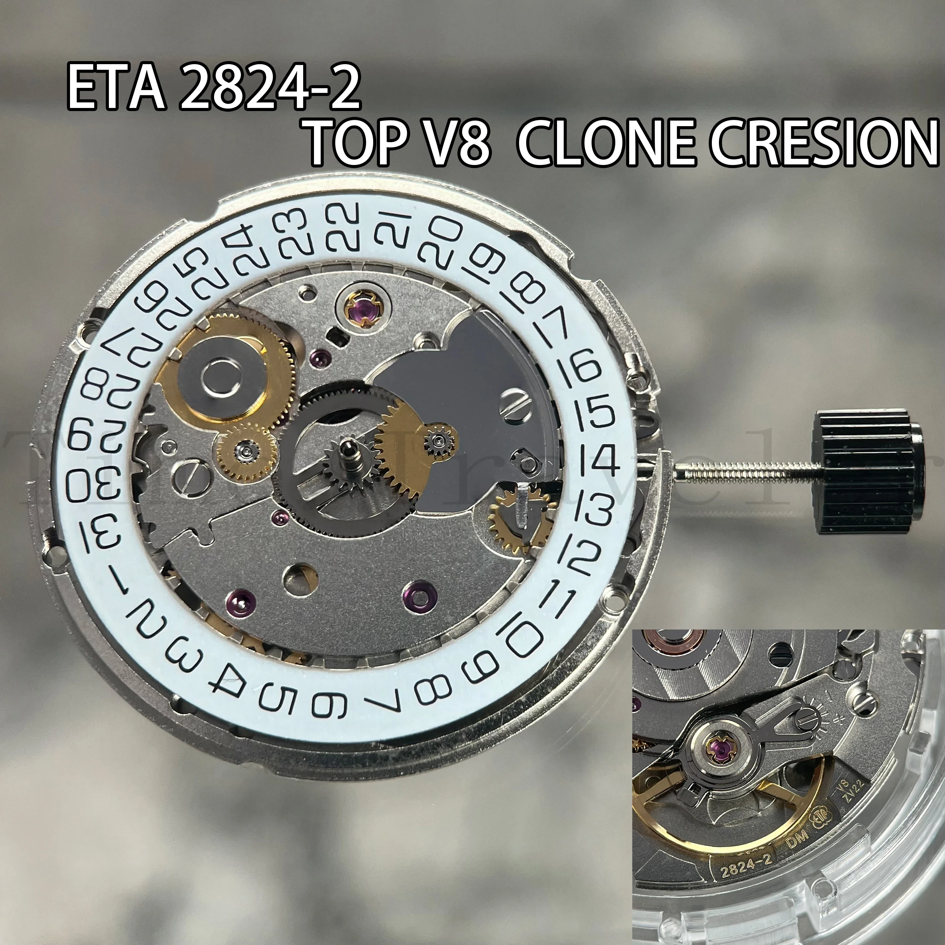 2824 Movement Clone ETA 2824-2 Movement High Accuracy Mod Automatic Mechanism 2824 Date at 3 O\'Clock Lettered Mark Rotor/Plate