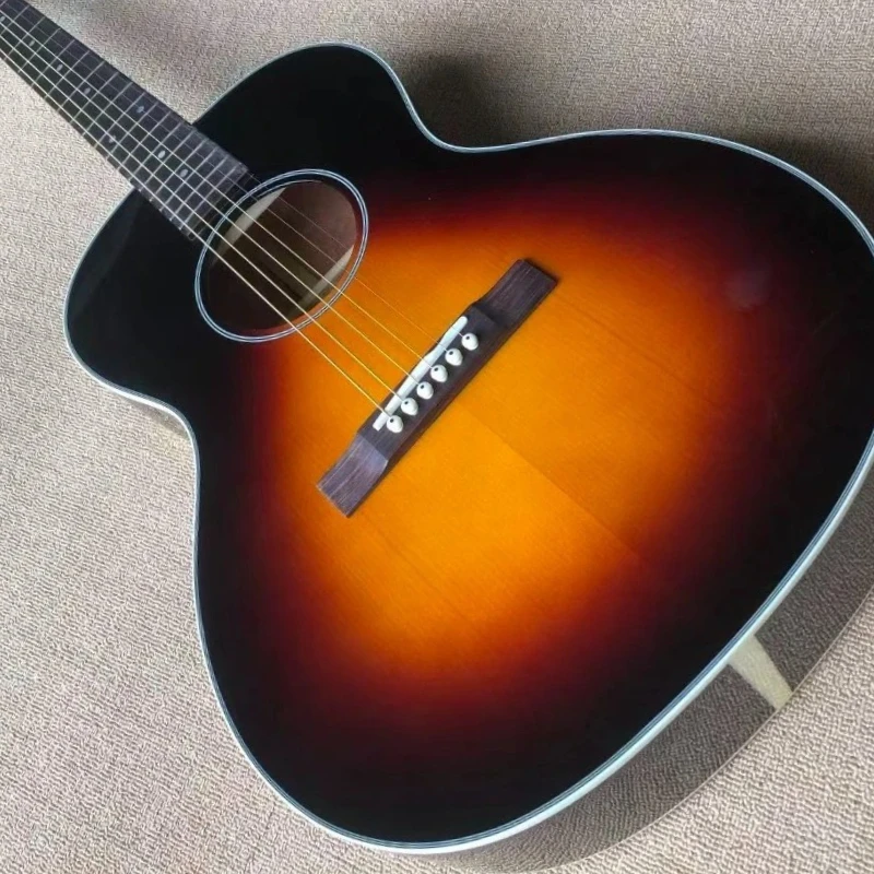 Envío Gratis caliente negro Sunburst L00 cuerpo superior sólido diapasón de ébano 21 tonos sonido suave estilo clásico guitarra acústica