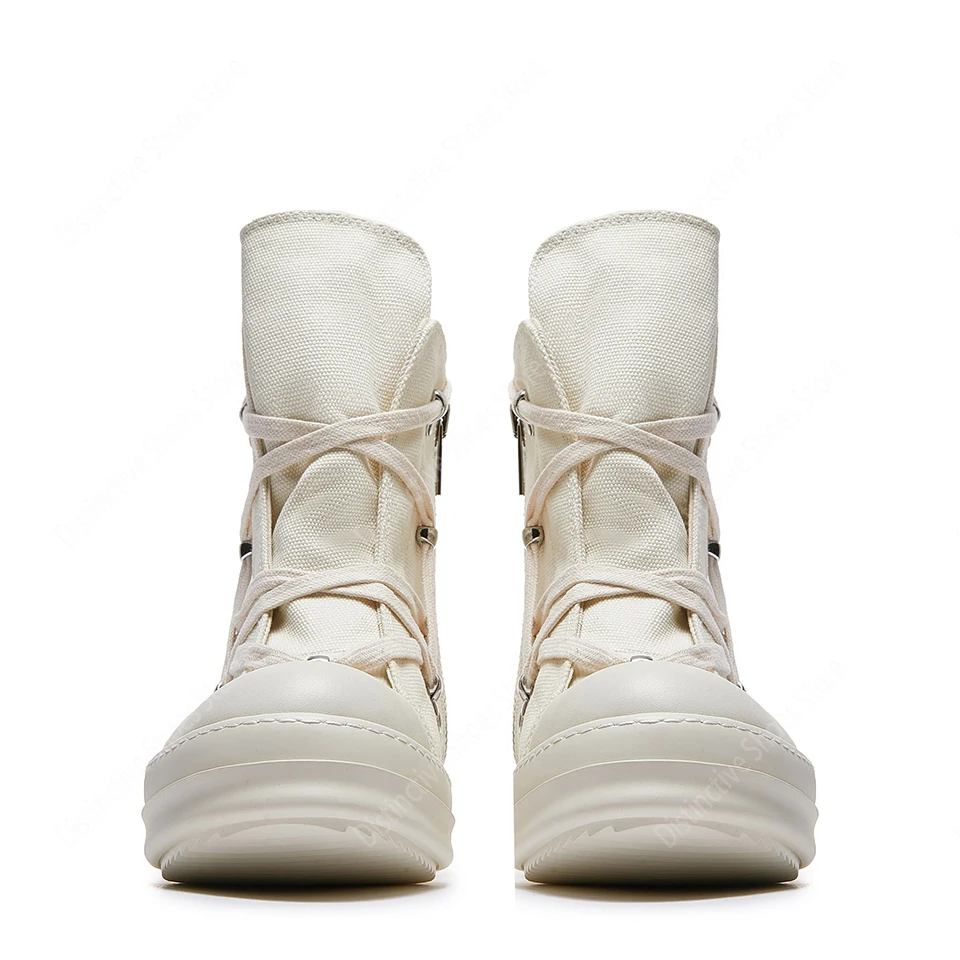 

Men High Top Shoes Casual Canvas Platform Luxury Trainers Lace Up Women Sneakers Zip High Street Designer Autumn Boots Ro Shoes