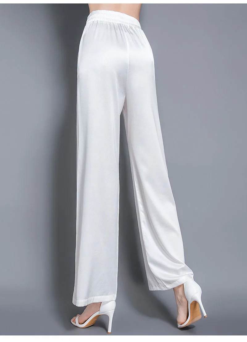 Natural Silk Women's Pants - Loose-Sleeved Straight Leg Pants with Comfortable and Relaxing Style, Cool and Simple in Appearance