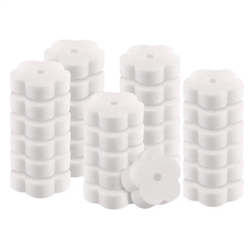 30pcs White Flower Designed Sponge Filtering Sponges Oil-absorbing Scum Sponge Cleaning Scumbug Spa Absorbing Sponges filter