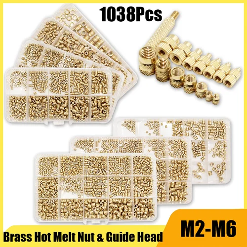 Juego de calor de tuerca de inserción de latón, punta de soldador para impresora 3d, caja de plástico, tuerca de inserción de fusión en caliente de cobre para soldar M2 2,5 M3 M4 M5 M6