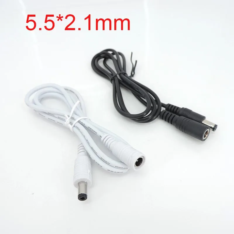 1m Female to Male Plug 12V DC Power supply Cable Extension Cord Adapter 5.5mmx2.1mm For Strip Light white black