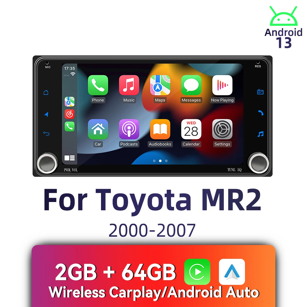 2Din Android Radio Car Multimedia for Toyota MR2 MR 2 2000-2007 Head Unit GPS Stereo 7