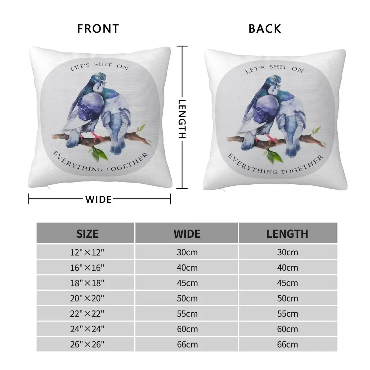 Pigeons Let's Shit Together Square Pillowcase Polyester Linen Velvet Creative Zip Decor Pillow Case Car Cushion Cover