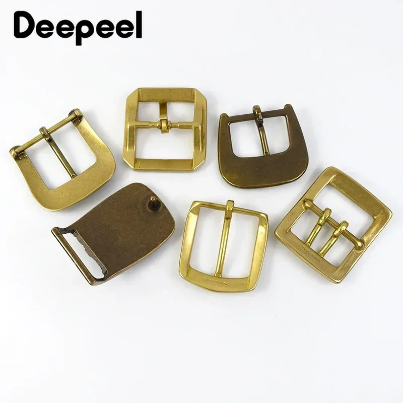 Deepeel-hebillas de cinturón de latón puro para hombre, hebilla de Pin de cobre, cabeza de pretina para cinturones de 38-39mm, accesorios para