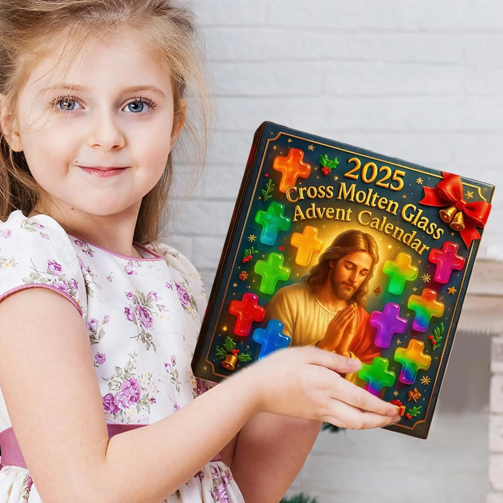 

Рождественский календарь обратного отсчета 2025 2D акриловое адвент-украшение 24-дневный рождественский календарь обратного отсчета с карманным крестом для женщин