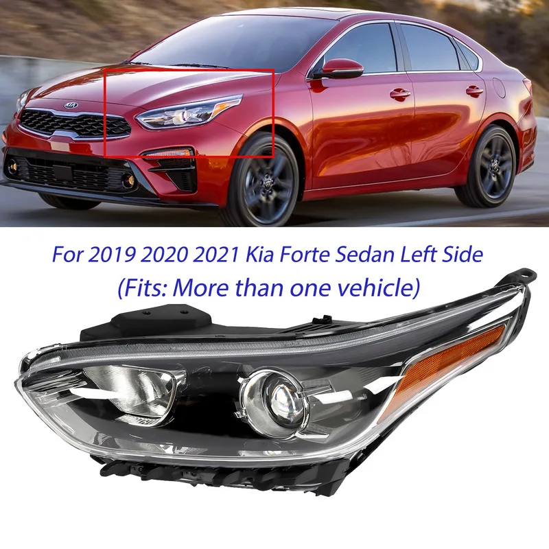 

Left Side OEM Headlight Durable Driver Side Front Headlamp Halogen Fits For 2019-2021 Kia Forte New Front Headlamp