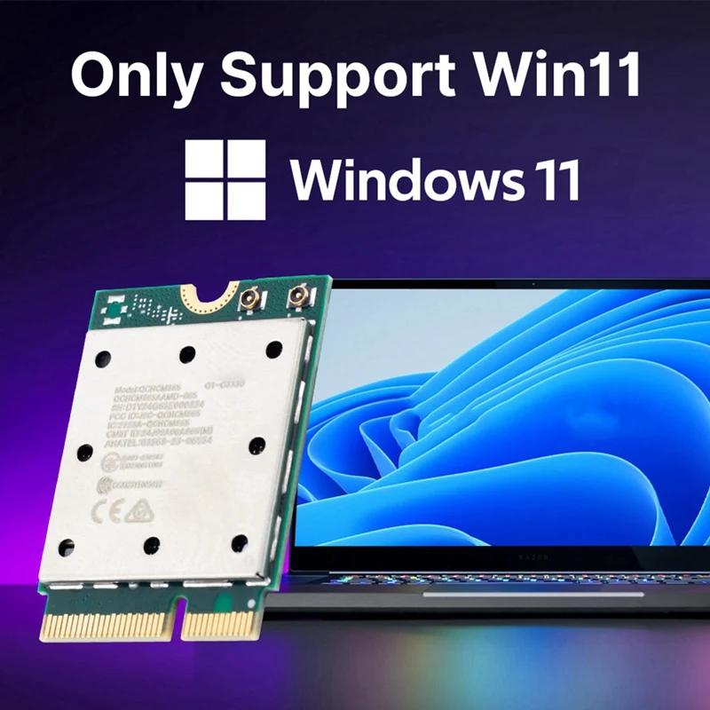 New-Wifi7 QCNCM865 بلوتوث 5.4 بطاقة الشبكة اللاسلكية ثلاثي الموجات 2.4G/5G/6Ghz شبكة 5800M M.2 NGFF محول لاسلكي