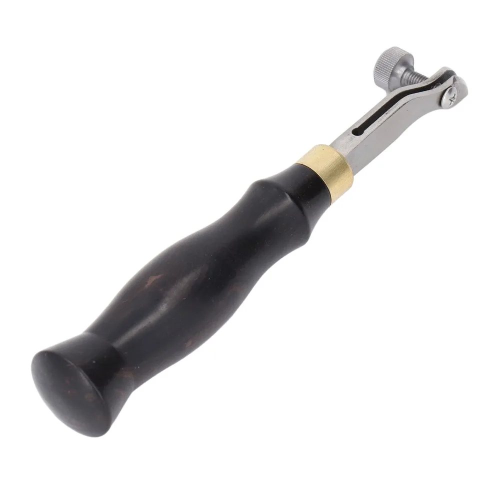 0.5mm Adjustable Leather Edge Beveler Wooden Handle Stainless Steel Leather Edge Creaser Leather Groover Tool