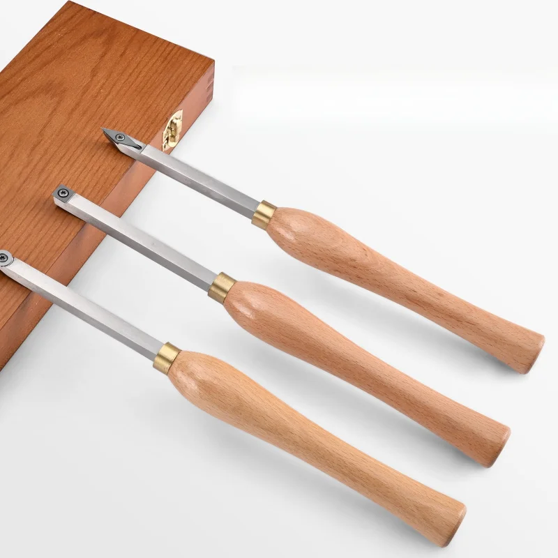 KFFKFF Wood Turning Chisel Trio, 3 Piece Set with Carbide Tips - Square, Round, Diamond Shapes