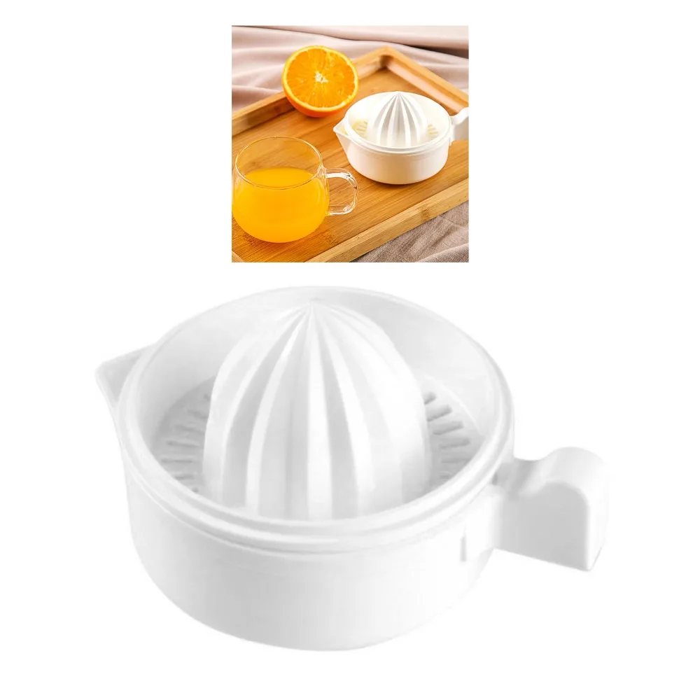 Practical Plastic Manual Citrus Juicer White Hand Operated Lemon Squeezer Reusable Double Layer Fruit Press Juice Making