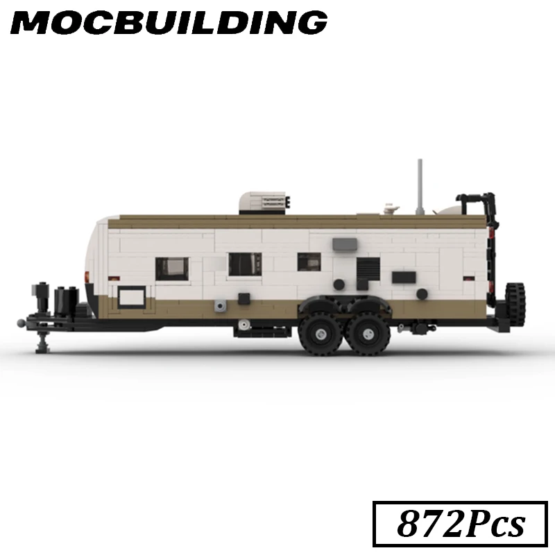 Car Trailer City Vehicle Camper Speed Champion Building Blocks Technique Car Moc Collection Model Display Assembled Toy for Boys