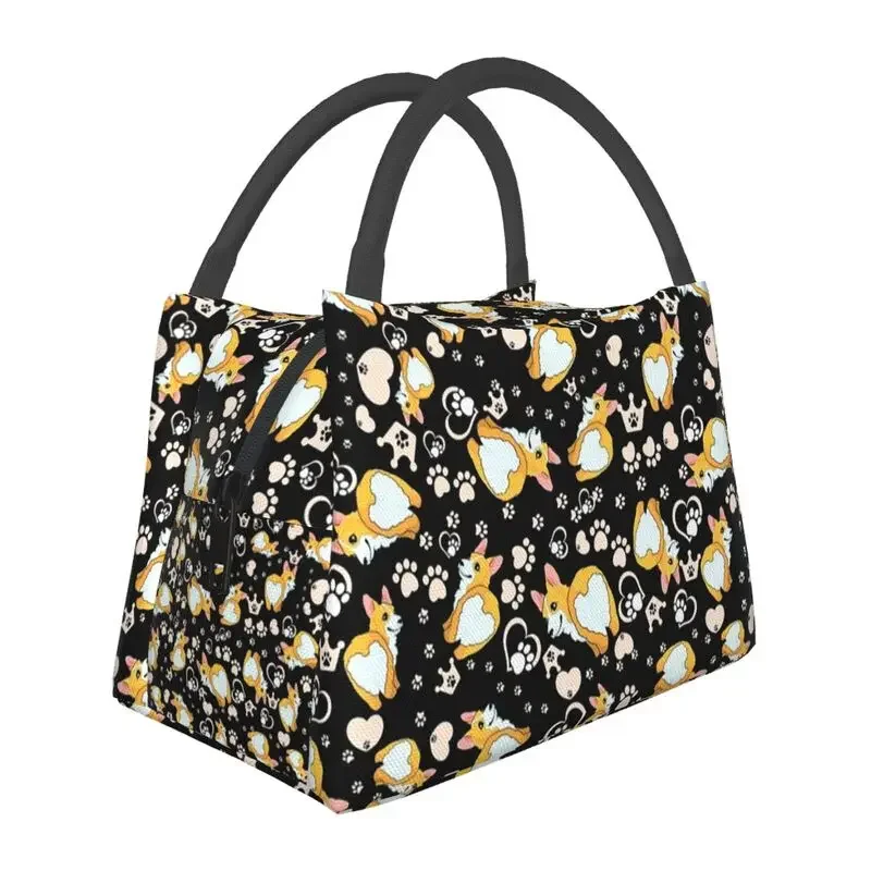 Pembroke Welsh Corgi Pattern Insulated Lunch Bags for Camping Travel Cute Dog Portable Thermal Cooler Bento Box Women