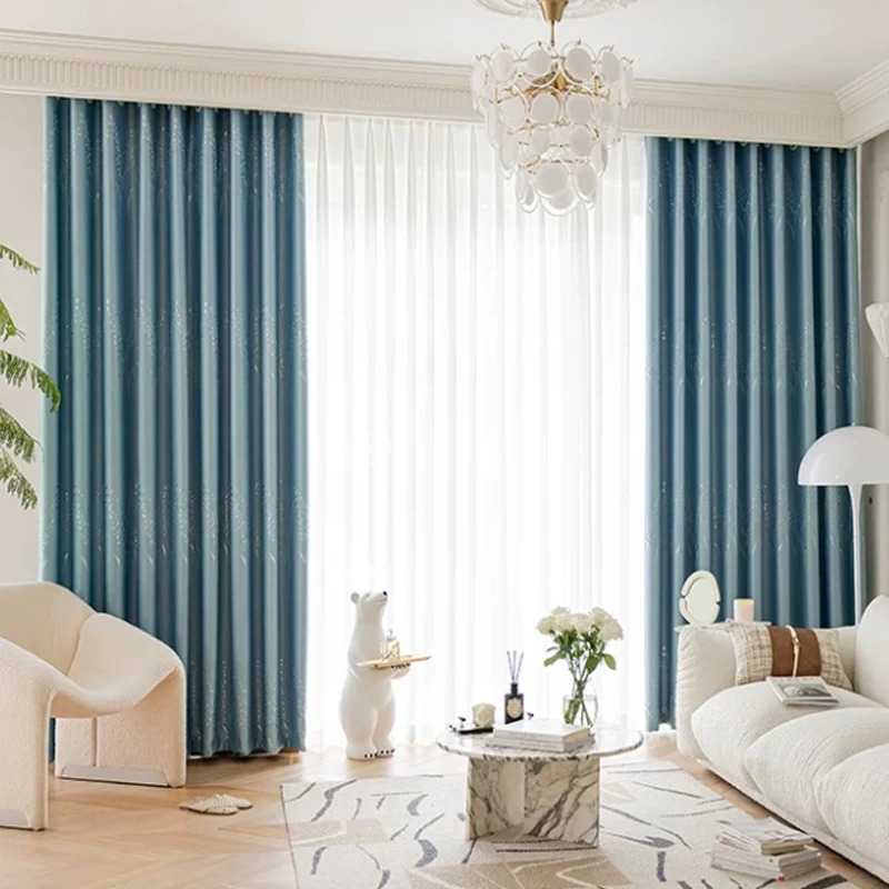1PC Thickening Sunscreen Curtain for Bedroom Living Room, Finished Insulation UV Protection Jacquard Fabric, Hook Style Window T