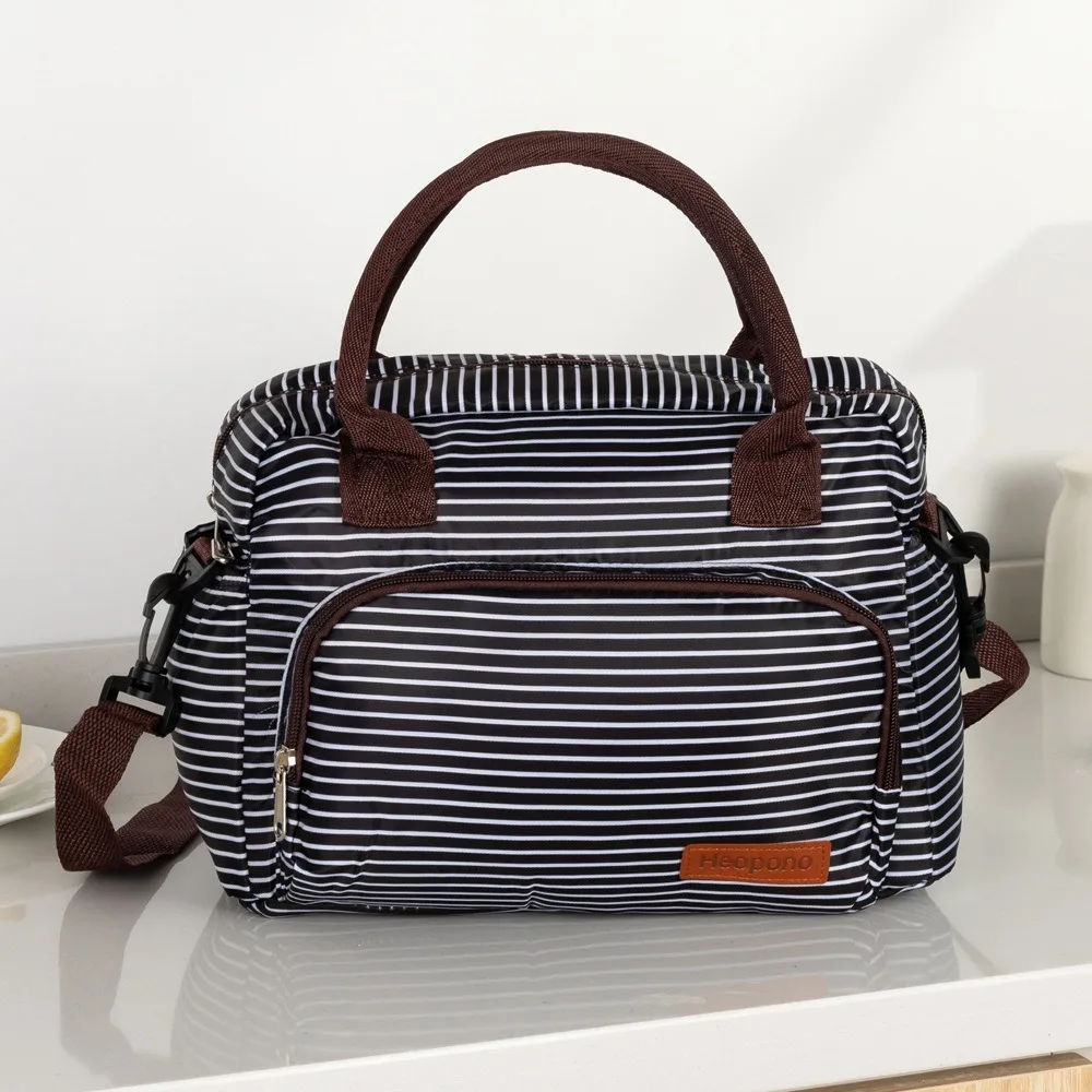 

Fashion Portable Nylon Lunch Bag Handheld Large Capacity Diaper Bag 11 L Flower Printed Fruit Fresh-keeping Pouch Kids