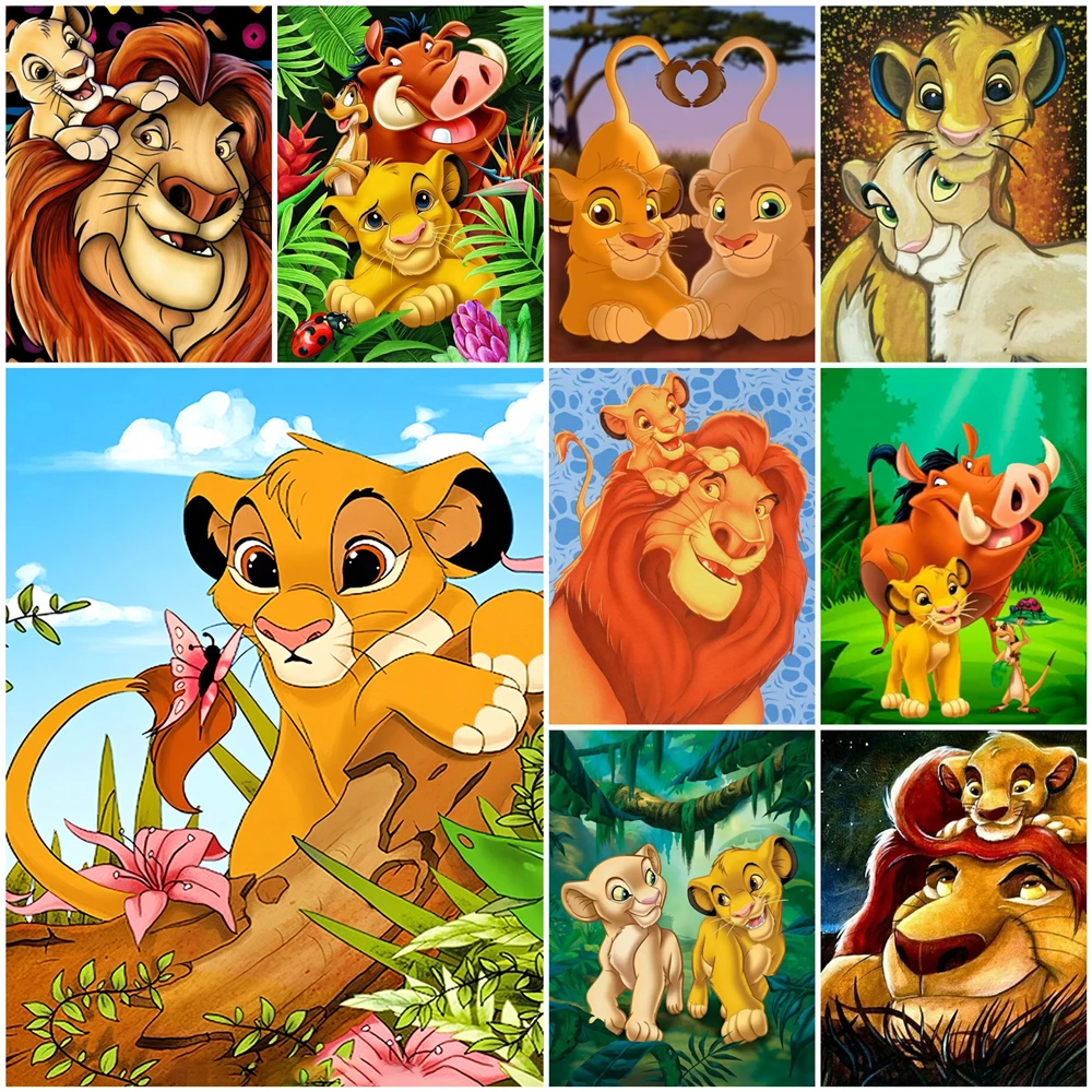 Disney Diamond Painting The King Lion Full Drill Mosaic Cartoon Rhinestone Pictures Simba Complete Kit Haft Sprzedaż Wall Art