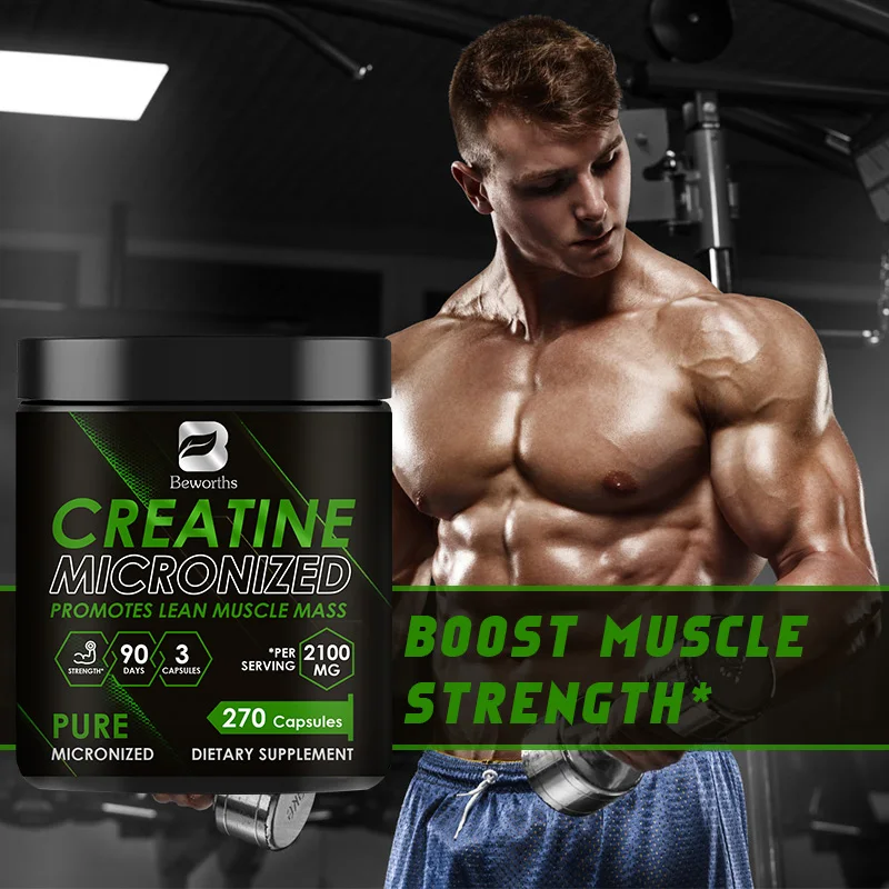 BEWORTHS 100% Pure Creatine Monohydrate Creatine Capsule Help Build Muscle, Enhance Energy and Performance For Adults