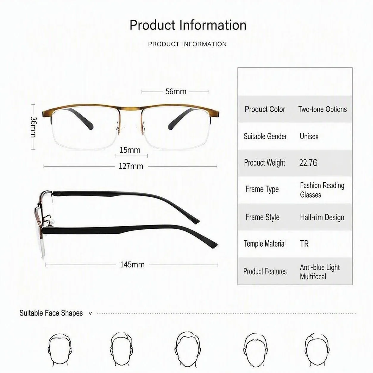 Neue Intelligente Zoom-Progressive Multifunktionale Lesebrille für Damen und Herren, Multifokal, Anti-Blaulicht, Weitsichtbrille – Detail 10