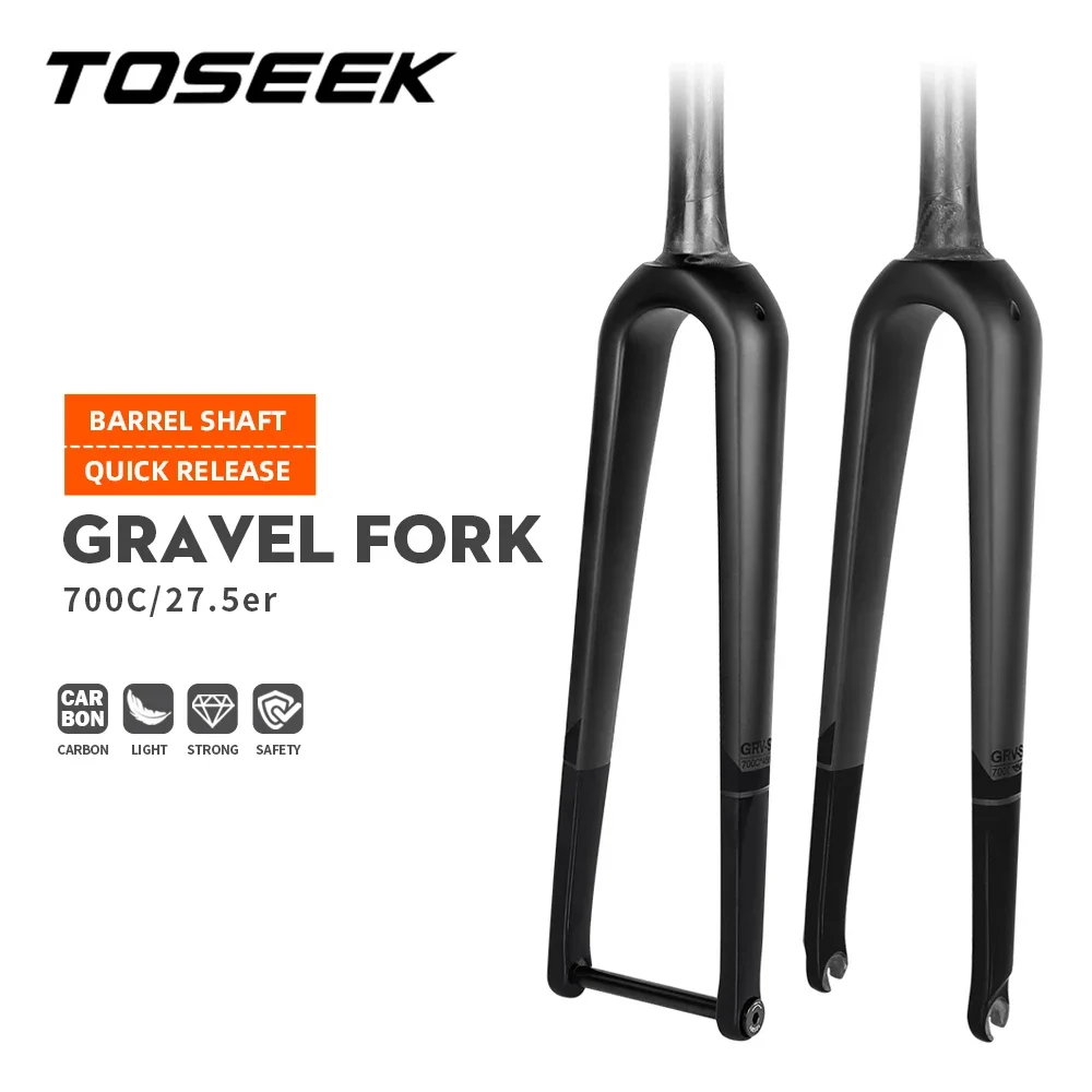 

TOSEEK-Carbon Fiber Road Bike Fork, Ultra-Light, Gravel Bike Fork, Quick Release, Thru Axle, Bicycle Accessories