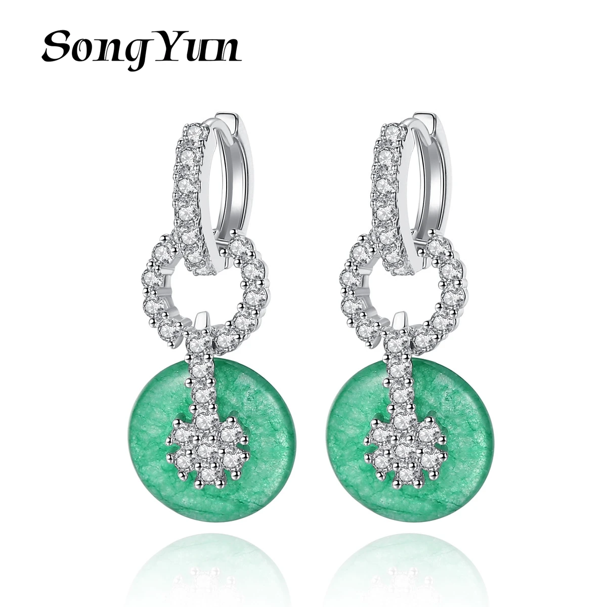 

SongYun Jewelry MHT Quality Brass Stud Earrings Dangle CZ 7A Zircon Girlfriend Gift Premium Jewelry Women Earring Jewelry