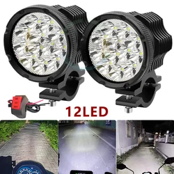 Additional Led Spotlights Motorcycle LED Light 12-80V Long Range High/Flash Farol Auxiliary Headlights For Motorcycle Fog Lights