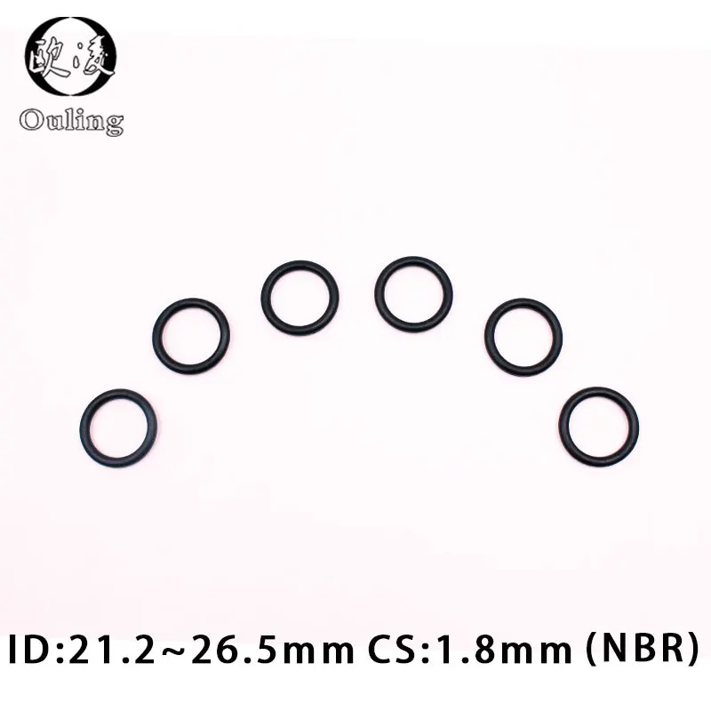 

50PCS/lot Rubber Ring NBR Sealing O-Ring 1.8mm Thickness ID21.2/22.4/23.6/25/25.8/26.5mm Nitrile O Ring Seal Gasket Rings Washer