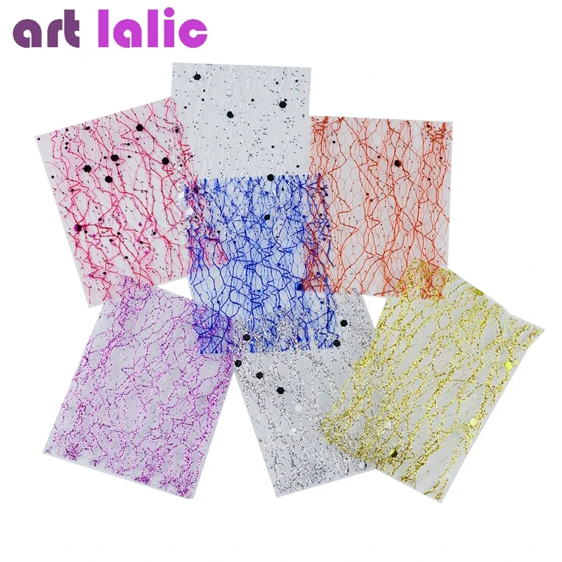 Gold Mesh Nail Stickers 5x6.5cm Glitter Line Silk Foil Transfer Nail Art Decals Fashionable Glittery Accessory for DIY Manicure