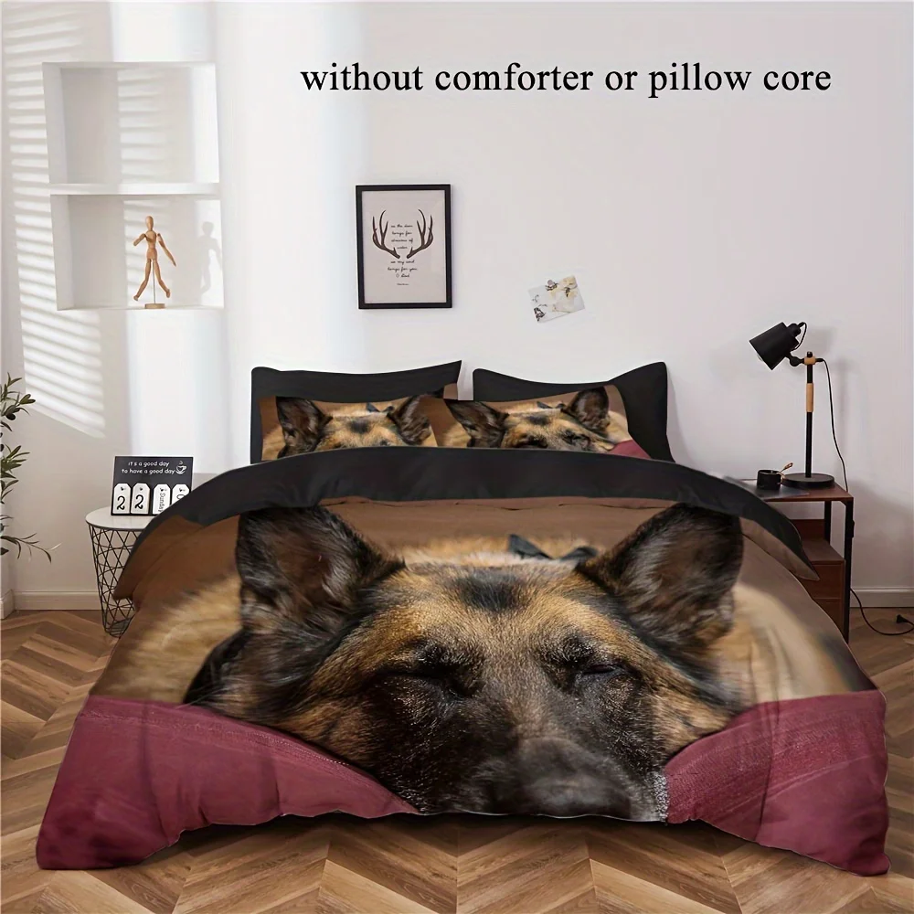 

Элегантный и стильный комплект постельного белья с 3D-принтом немецких овчарок и животных - Комплект из 3 предметов: пододеяльник и наволочки для комфортного сна.