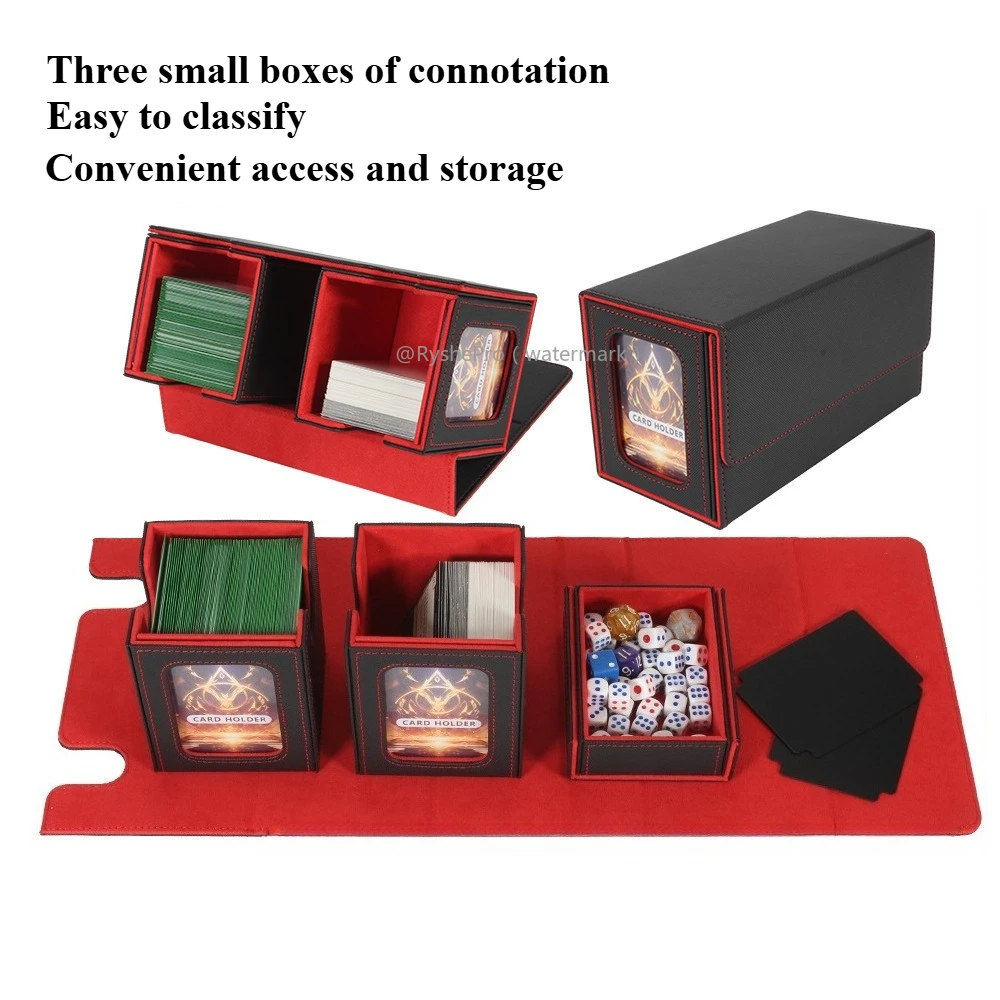 

3-in-1 Card Deck Box with 2 Commander Display and 1 Dice Tray Magnetic Card Case Holds 200+ Sleeved Card for MTG TCG Sports