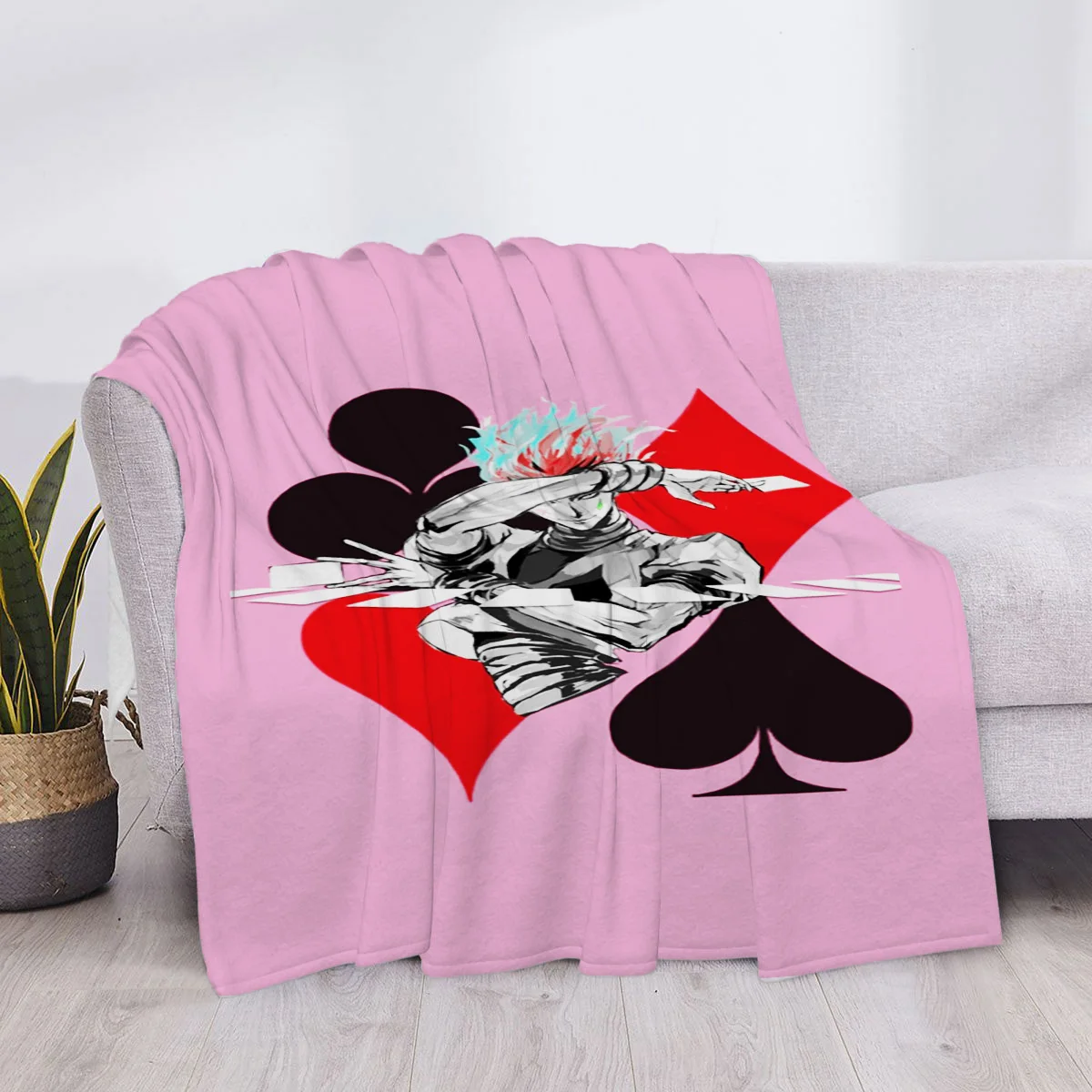 H-Hunter X Hunter Hisoka Sofa Throw Blanket Luxury Bed Blankets Home and Decoration Knee Custom Anime Fluffy Soft Throws Cute