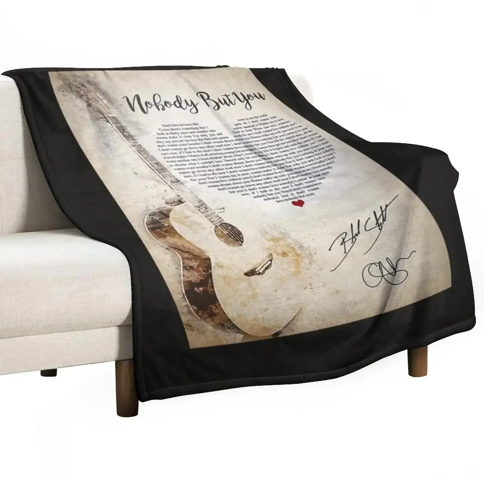 Nobody But You Lyrics Blake Shelton Signature Poster Throw Blanket Weighted Luxury St Retros Sofa Quilt Hairy Blankets