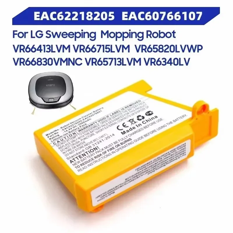 14.V 5000mAh Robot Vacuum Cleaner Battery for LG VR6270LVB,VR6270LVMB,VR63455LV,VR6370LVM,VR64604LV,EAC60766103,EAC62218205