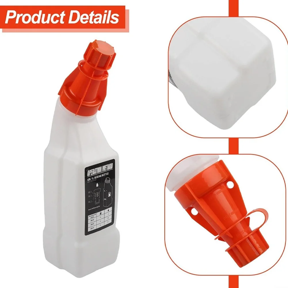 2L Fuel Mixing Container 20 1 To 50 1 Ratio Bottle For 2 Cycle Engine Gas Oil Blending Jug With Long Spout White Orange