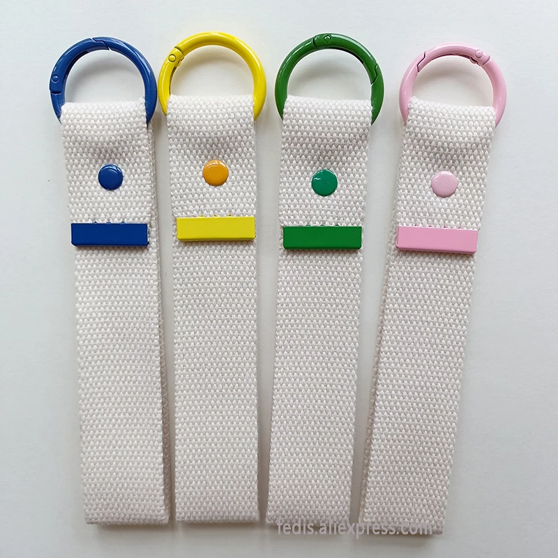 3.2CM Colorful Cotton Keychain Strap with Spring Ring Woven Key Chain Lanyards