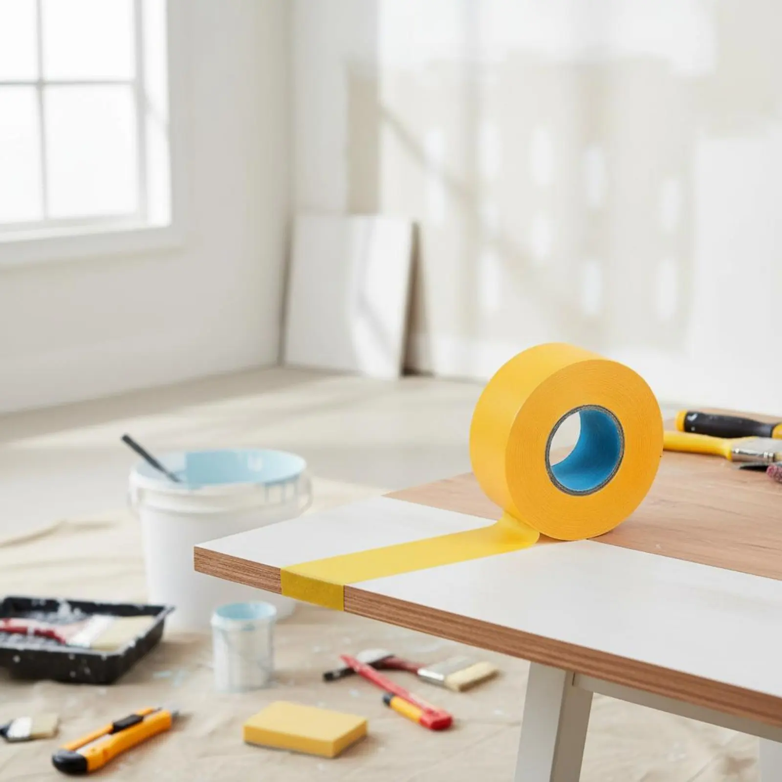 Crepe Paper Tape Residue-Clear Tile Grouting Tape Adhesive Supplies Hand-Tearable Easy to Tear for Auto Frame Technicians