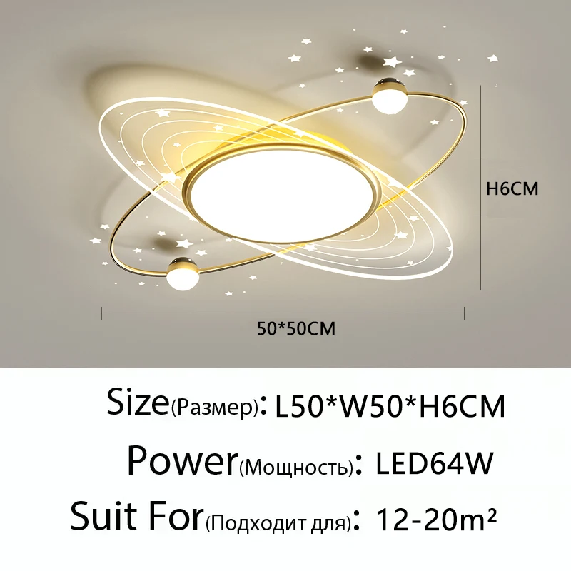 Eenvoudige ruimte Sterrenplafondlamp led Ronde lamp met afstandsbediening Woonkamer Slaapkamer Nordic Moon Kinderkamerlamp