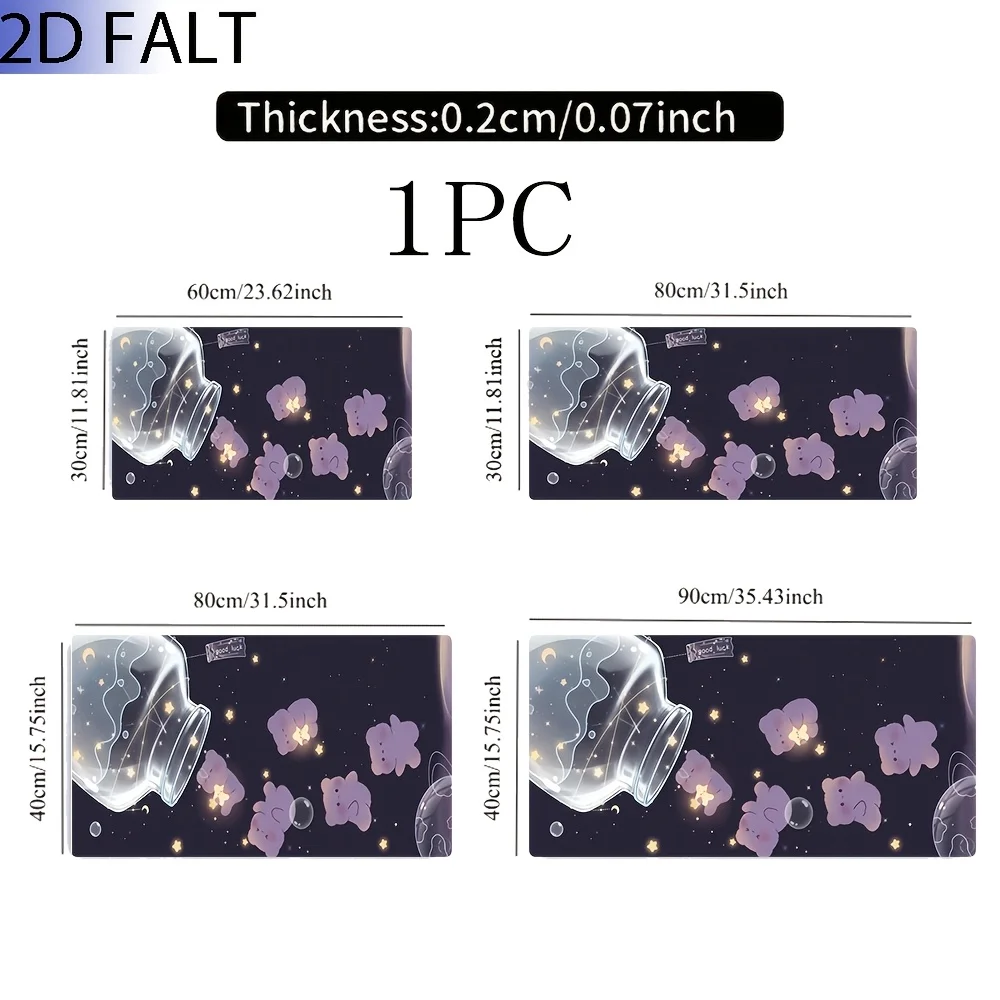 1pc Super Large, Non-Slip, Desk Mat, Mouse Pad, Dreamy Starry Sky Floating Bear Flowing Light Bottle Pattern, Suitable for PC, Office Desk And Home Use, Gift