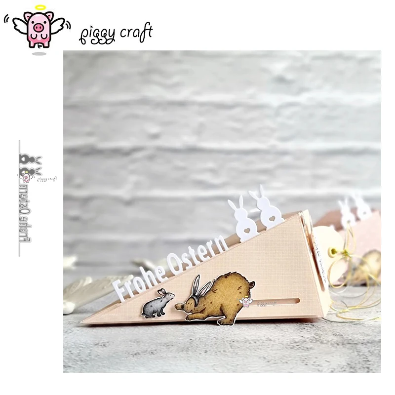 Piggy Craft Metall-Stanzformen, geschnittene Matrizenform, Ostern, Alphabet, Hasenrand, Sammelalbum, Papierhandwerk, Messerform, Klingenstanzer, Schablonen