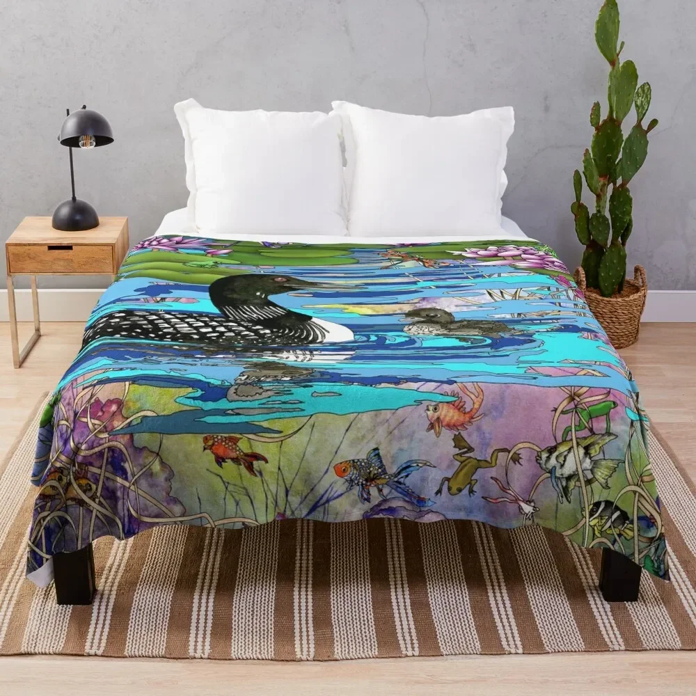 Loons and Water Lilies Throw Blanket Baby Bed Decorative Sofas Blankets