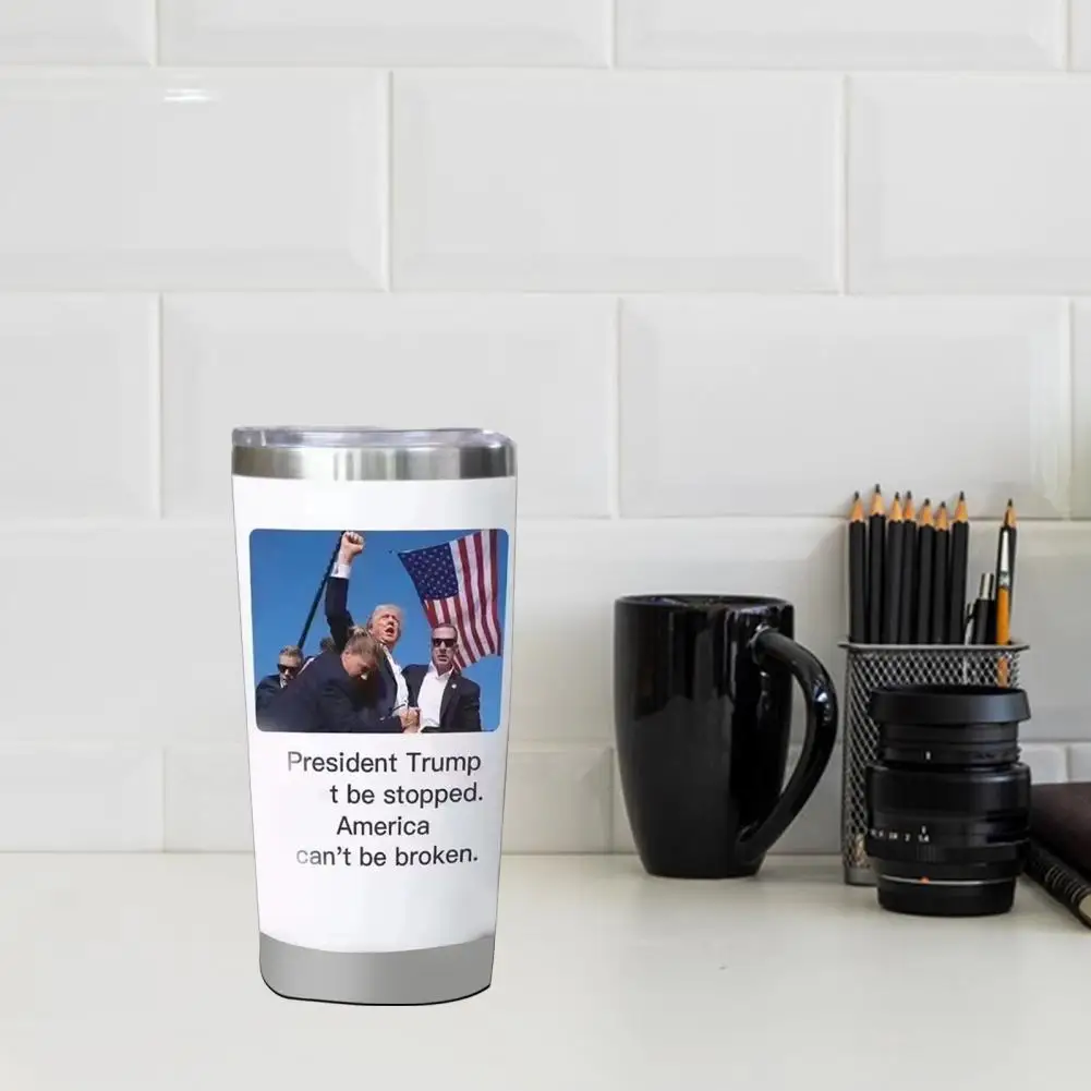 Birthday Gift Idea Mug 2024 Trump Election Insulated Stainless Steel Tumbler Leak-proof Coffee Cup with Non-slip Base for Men