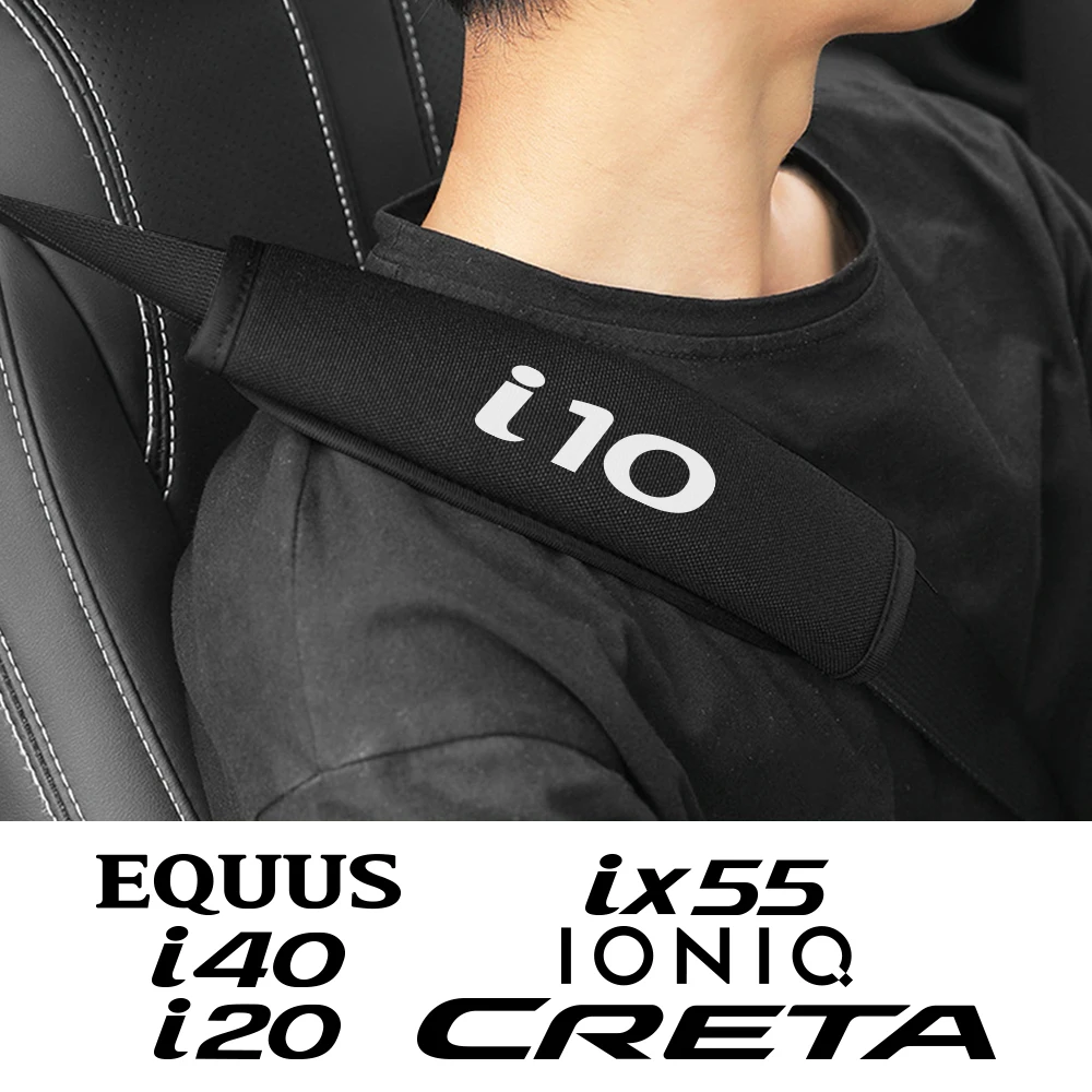 For Hyundai I40 Creta I20 I10 Ioniq Equus 2Pcs Auto Seat Belt Cover Breathable Safety Strap Shoulder Auto Interior Accessories